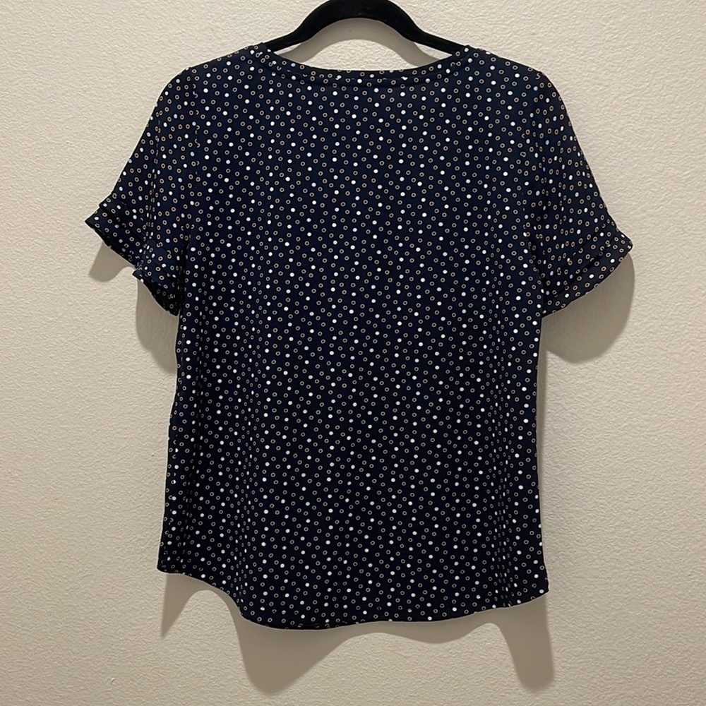 Navy blouse with tiered ruffles on sleeves - Picture 6 of 6
